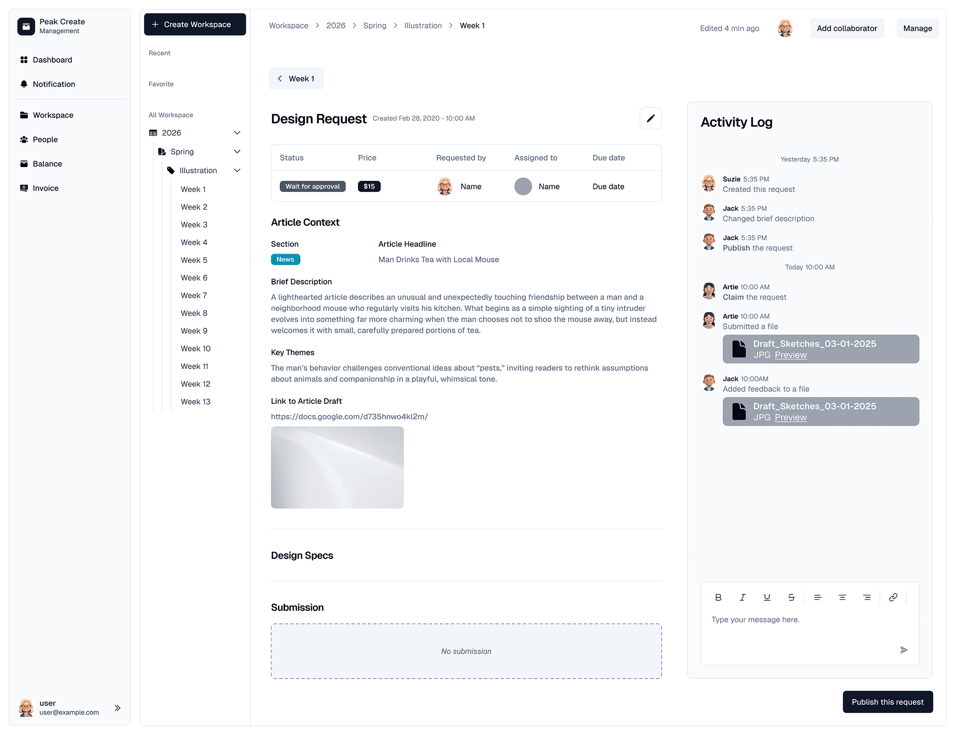 First iteration wireframes — draft 3